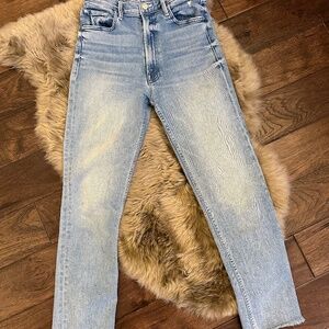 MOTHER High Waisted Rider Ankle Fray - Fish Out of Water